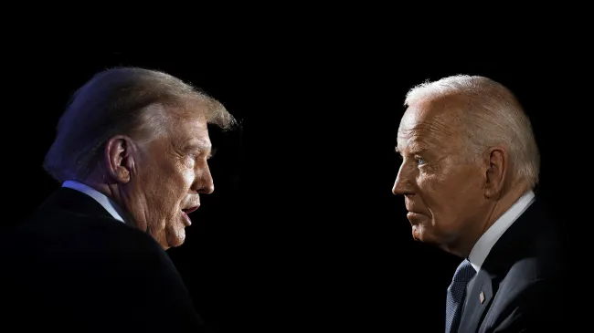 Presidents Donald Trump and Joe Biden side by side